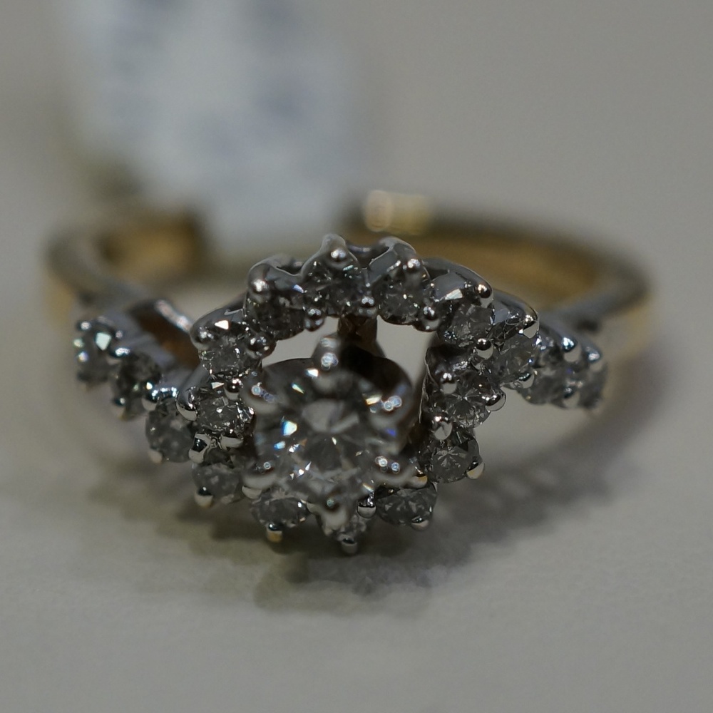 14K Two Tone Gold Genuine Diamond Engagement Ring